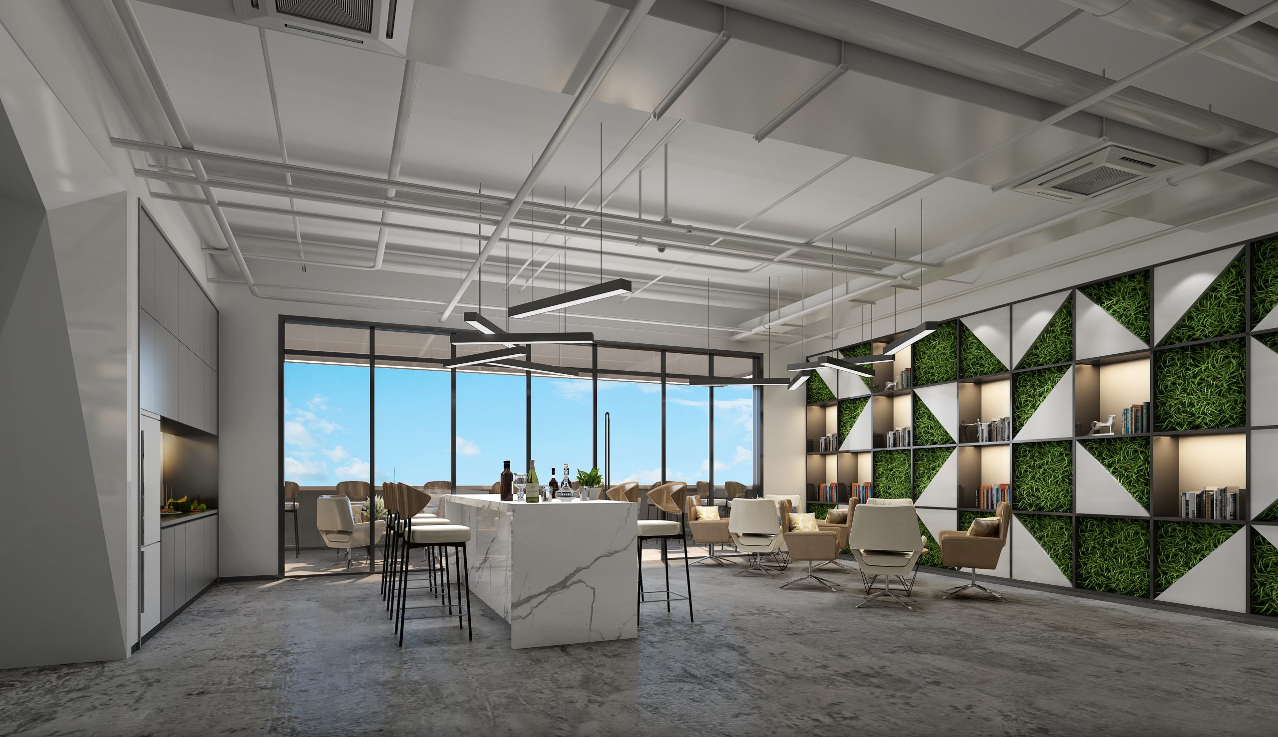 Read more about the article Office lounge area design renderings:3 principles about the interior design renderings of the office loung area.